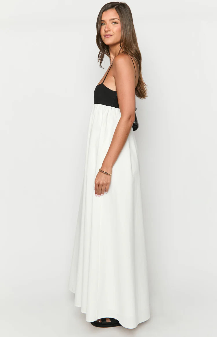 Solene White Contrast Maxi Dress