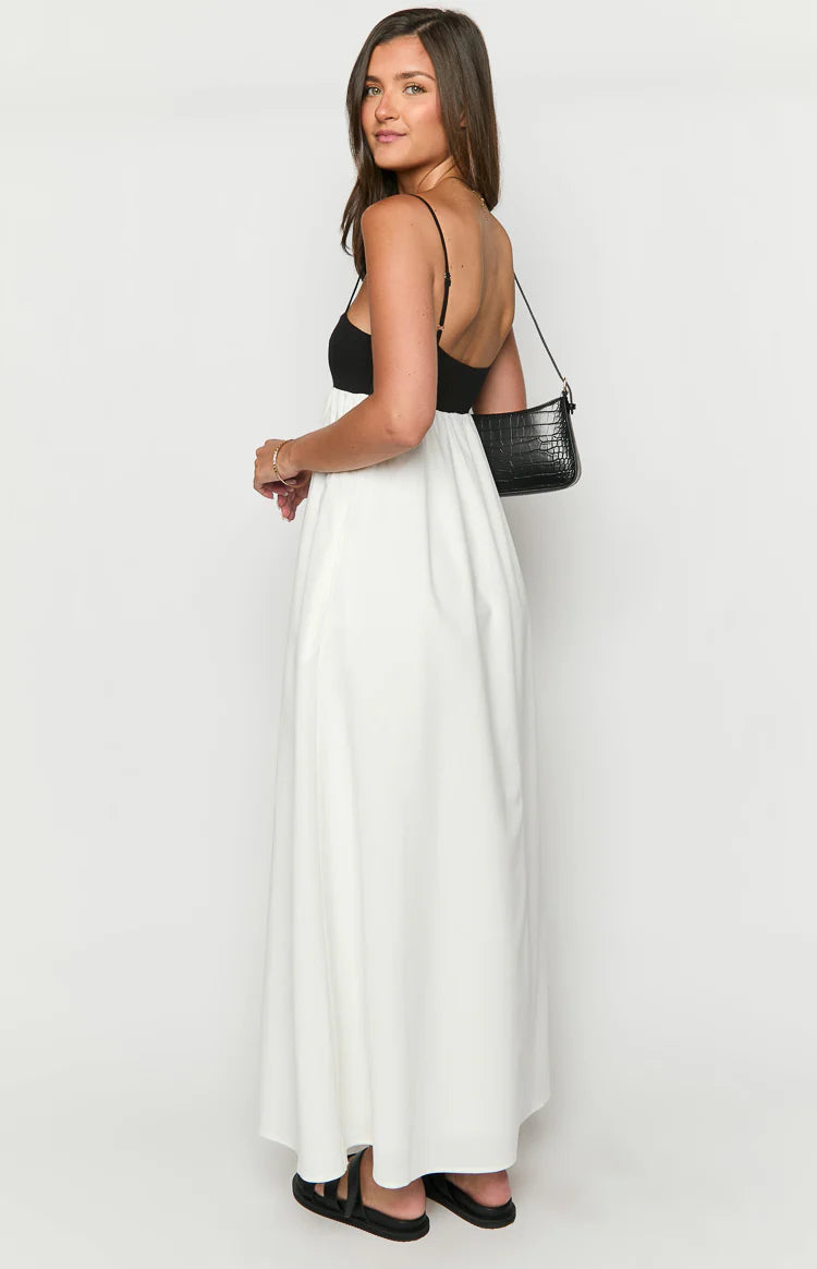 Solene White Contrast Maxi Dress