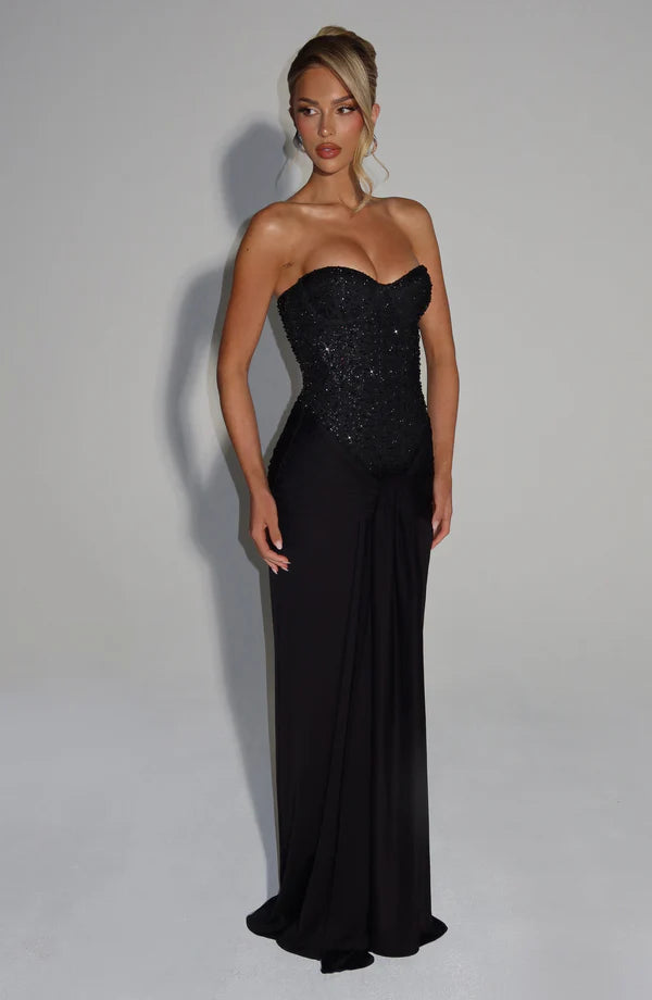 Sienna Maxi Dress with Scarf Elegant Womens Evening Outfit