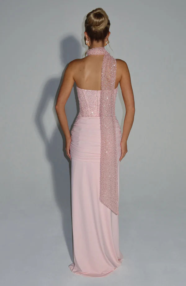 Sienna Maxi Dress with Scarf Elegant Womens Evening Outfit