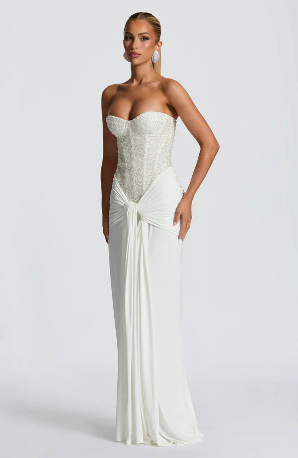 Sienna Maxi Dress with Scarf Elegant Womens Evening Outfit