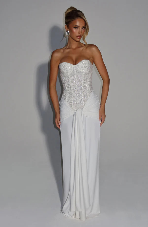 Sienna Maxi Dress with Scarf Elegant Womens Evening Outfit