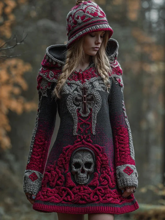 Nordic Viking Skull Knit Dress